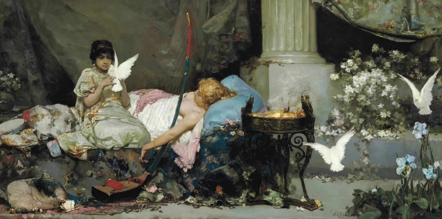 La favorita dell'harem con la sua cameriera